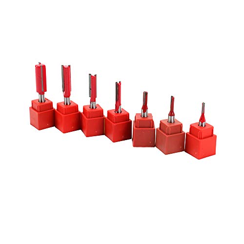 1/4"Inch Shank Dual Flute Cutter Straight Bit Router Bits Rotary Tool for Woodworking Blade Dia 3-12mm 7 Pcs
