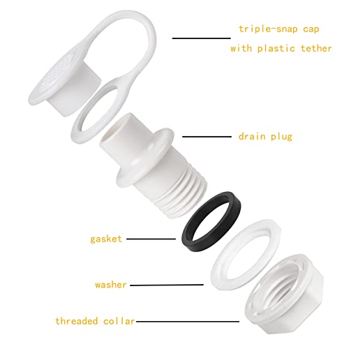 Ice Chest Coolers Drain Plug Replacement Parts Kit,TripleSnap Drain Plug&Threaded Drain Plug