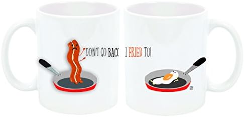 "Don't Go BACON My Heart/ I Couldn't if I FRIED" by InkPonyArt, mug set, Funny pun, Great Couples Gift, Wedding, Anniversary, Boyfriend, Girlfriend