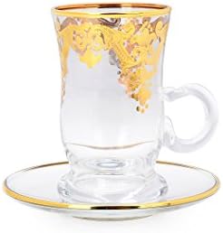Classic Touch CTG580 Tea Cups with 24-Karat Artwork, 7-Ounce, Gold, Set of 6