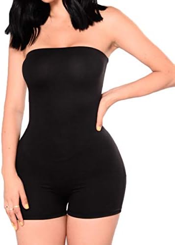 black strapless romper shorts