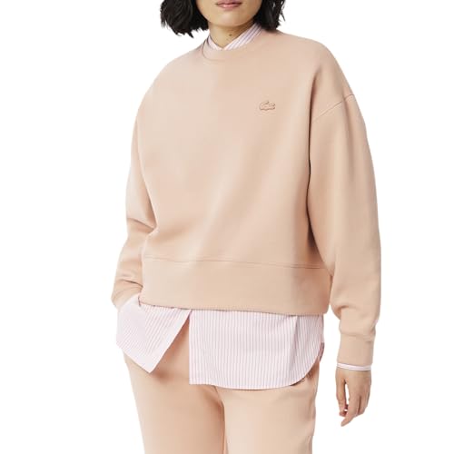 Lacoste Women’s Back Print Oversized Sweatshirt, Latte, 10