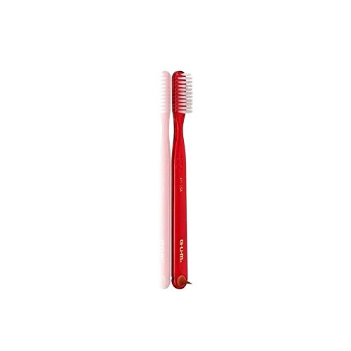 Sunstar GUM 411 Classic Toothbrush with Gum Stimulator, Regular Full Size Head, Soft - Pack of 3