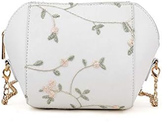 LBOJA Fashion Lace Leaf Faux Leather Women Casual Small Crossbody Chain Shell Bag