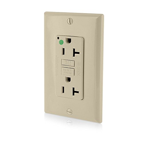 Leviton 20A-125V Extra-Heavy Duty Hospital Grade Non-Tamper-Resistant Duplex Self-Test GFCI Receptacle, GFNT2-HGI, Ivory