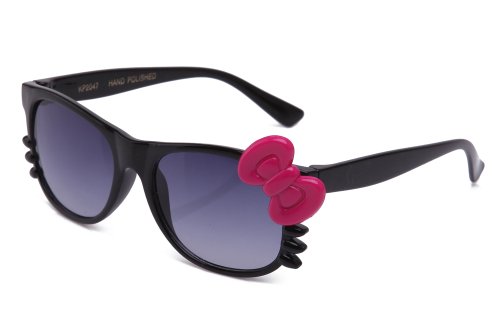 Kyra Kids Plastic Kitty Whiskers & Bow Fashion Sunglasses in Black/Hot Pink