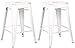 AC Pacific 24” Metal Backless Barstool Set of 2 – Country Rustic Style, Lightweight & Sturdy Build, Easy Assembly – Distressed White Finish