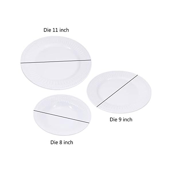 Prepara White Classic 12 Piece Melamine Dinnerware Set, Dishes for