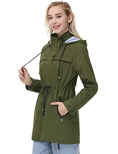 Women Rain Jacket Lightweight Hooded Waterproof Active Outdoor Trench Raincoat Sun Protection Jacket