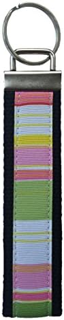 Keychain Keyfob Wristlet Cute and Stylish Strap for Women by Wristys (Pink Yellow Stripe)