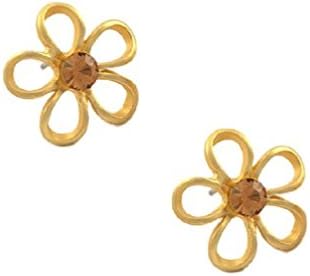 Matte Gold Flower Button Stud Earrings 3/4" Diameter Plated Fashion Jewelry (Box#13)