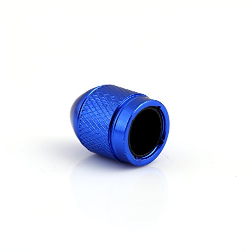 image for GODESON Blue Car Tire Valve Stems Cap Bullet Style Tire Valve Cap from