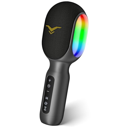 Microfono Karaoke Bluetooth SingFree, 5 en 1 Micrófono Inalámbrico con Bocina y Luz para Cantar Fiesta, Mic Multiproposito para Niño Adulto Regalo, Compatible con Teléfono, PC, Tableta, FM del Coche