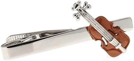 Mens Tie Clip Brown Violin Instrument Fashion Necktie Bar