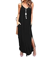 Zilcremo Women Summer Casual Dress Floral Loose Boho Dresses Cami Maxi Dresses with Pockets