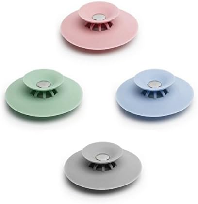 Shower Drain Stopper Hair Trap Hair Catcher Bathtub Drain,2-in-1 Strainers Protectors Cover for Floor,Laundry,Kitchen and Bathroom,Silicone,4-pcs,by Link Top
