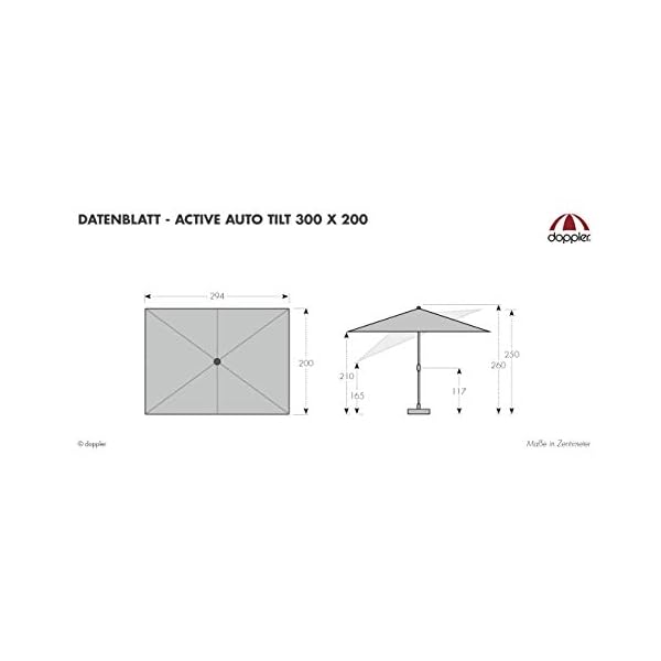 Doppler Active Auto Tilt 300x200 - Moderner Kurbel Sonnenschirm - Knickbar - ca.300x200 cm - Natur – Bild 3