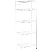 Rackaphile 5-Tier Classic Wire Storage Rack Organizer Kitchen Shelving Unit, Silver Grey