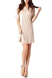 82 Days Women'S Rayon Span Basic Round Neck Short Sleeves Mini Dress - Solid