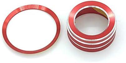 Aluminum Alloy Engine Start Stop Button Ring & Volume Decoration Trim Cover for Jaguar XE XEL XF XFL F-PACE 2pcs (Red)