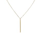 Zealmer Women Simple Chain Pendant Necklace Long Bar Necklace Gold Color