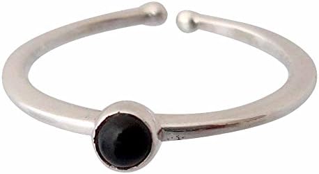 Handmade Silver Plated Black Onyx Gemstone Tiny Stackable Adjustable Ring Size-6.50 Fashion Jewelry 12720