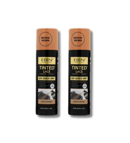 EBIN NEW YORK Wig Lace Tint Spray – 2x Quick Dry Tinted Lace Spray Medium Brown…