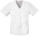 Cherokee Uniforms Square Neck Scrub Top with Unique Contrast Soutache Neck Trim