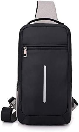 Men's Business Casual Anti-Theft Chest Pack USB Charging Backpack Large Capacity Single Shoulder Slung Light gray-0805 36x19x9cm