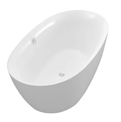 71" Flat Bottom Acrylic Freestanding Bathtub - Glossy White - Adze Series FT-AZ107 - ANZZI