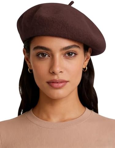 Women French Wool Beret Hats - Solid Color Classic Beanie Winter