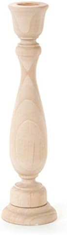 Unfinished Wood Candlestick with Base 9" Tall with 7/8" Opening Fits Standard Taper Candle