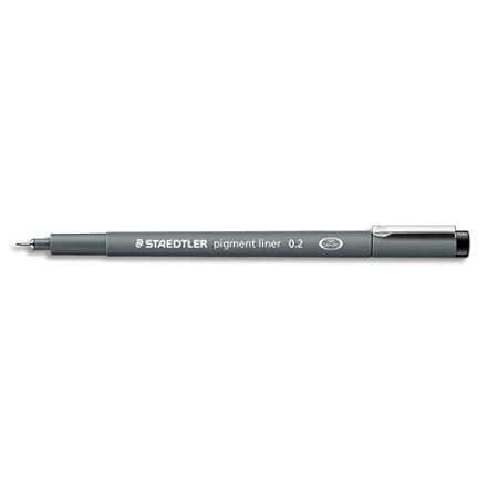 Staedtler 308 02-9 pigment liner 0.2mm, lange Metallspitze, 10 Stück im Kartonetui, schwarz