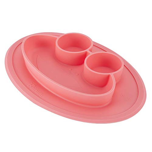 Baifuifu Baby Placemat Frog Round Silicone Suction Feeding Plate for Children,Toddlers, Babies Highchair Feeding Tray Table, Restaurant with Built in Plates and Bowl