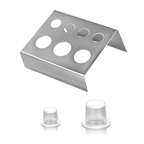 Tattoo Ink Cup Holder Stand - Yakecan 5PCS Professional 7 Holes Stainless Steel Tattoo Ink Cup Bracket Pigment Cap Holder for Makeup Accessories Tattoo Supplies