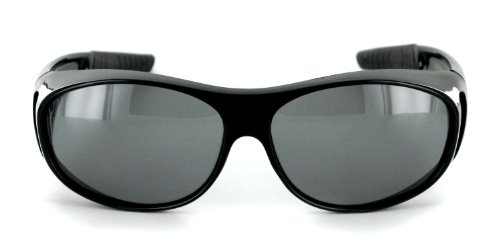 "Hideaways" Small to Medium Polarized Over-Prescription Sunglasses (Black w/Smoke)
