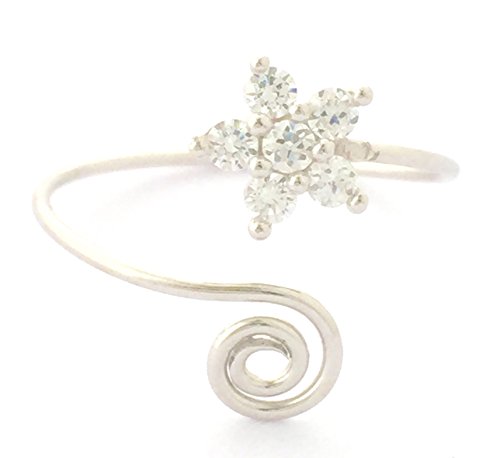 Hawaiian Jewelry Sterling Silver CZ Flower Toe Ring