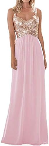 liangjinsmkj Women's Sequined Bridesmaid Dresses Sweetheart Long Wedding Party Prom Dress