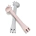 Baby Spoon & Fork Training Set (2pk) Fun Giraffe Design | Soft Silicone BPA Free | Infant & Toddler Utensils for Mealtime and Self Feeding (Light Grey & Pink)