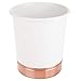 mDesign Decorative Round Metal Small Trash Can Wastebasket Organizer, Garbage Container Bin for Bathrooms, Kitchens, Home Offices - White/Rose Gold