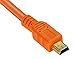 Latch and Lock 15 Foot A Male to Mini-B 5 Pin Gold Plated Cable with Ferrite Core High Visibilty Orange