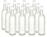 Midwest Homebrewing and Winemaking Supplies 750 ml Frosted Glass Bordeaux Bottles, 12per Case, Clear