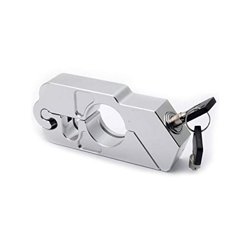 Soosee Motorcycle Lock - Universal Â alloy CNC Motorcycle Handle Throttle Grip Security Lock with 2 Keys to Secure a Bike, Scooter, Moped or ATV in Under 5 Seconds(Silver)