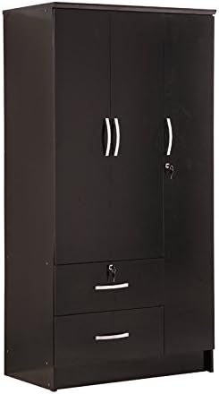 Amazon Com Hodedah Import 3 Door Wardrobe Black Kitchen Dining