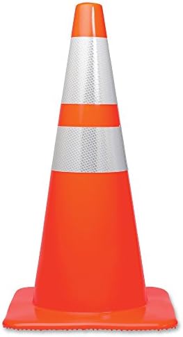 Tatco28" Traffic Cone - 1 / Each - 28" Height, Stackable, Sturdy, Orange, Silver (TCO25900)