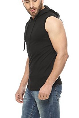 gritstones black sleeveless hooded t-shirt