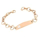 Medical ID Rose Gold Stainless Open Heart Bracelet - Diabetes
