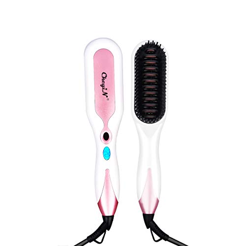 Hair Straightener Brush,inkint Ionic Straightening Brush Hot Air Brush MCH Ceramic Fast Heating LED Temperature Display Anti-scald Auto-off Function for All Hair Types