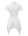 WT1120 Womens Cross V Neck Short Sleeve Empire Line Panel Tunic Top XXL White