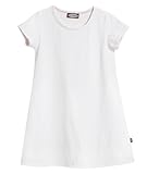 City Threads Big Girls' Cotton Short Sleeve Cover Up Dress for Sensitive Skin SPD Sensory Friendly, White, 7